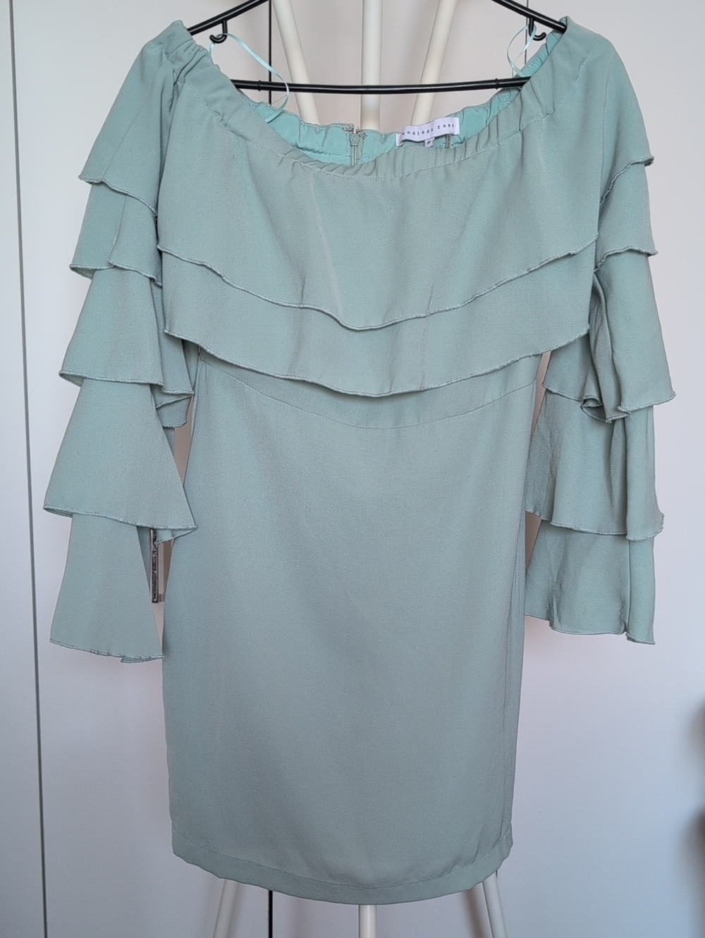 Endless Rose Sage Green Off-Shoulder Ruffle Dress